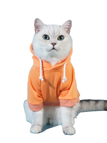 Basic Dog Hoodie Sweatshirt Puppy Sweater Warm Cat Costumes Pet Clothes for Chihuahua Puppy Kitten Small Medium Dogs Orange Medium (Medium / Orange)