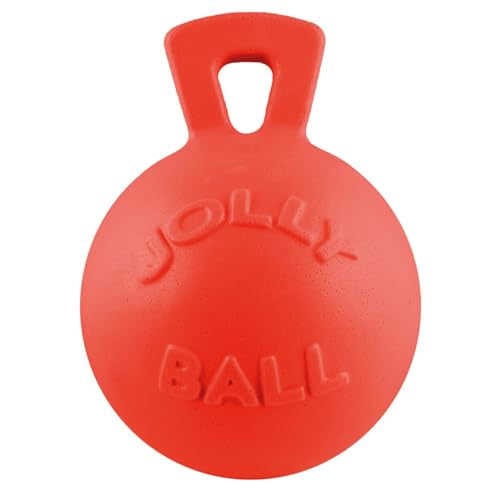 Tug-n-Toss Heavy Duty Dog Toy Ball with Handle, 4.5 Inches/Small, Orange (Orange / Small (4.5 in))