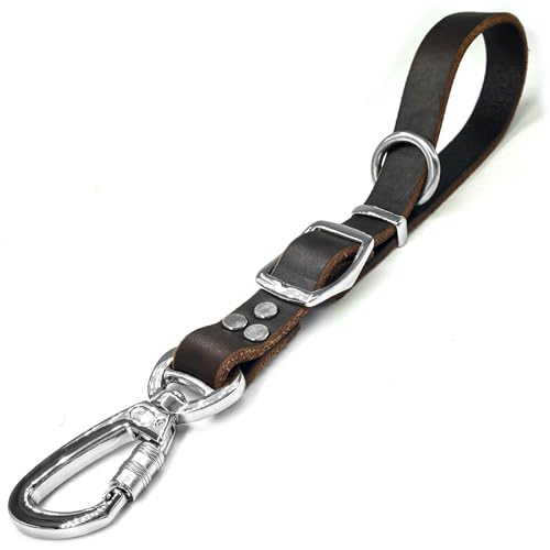 Leather Short Dog Leash (Width: 1.0" Length: 14-25")