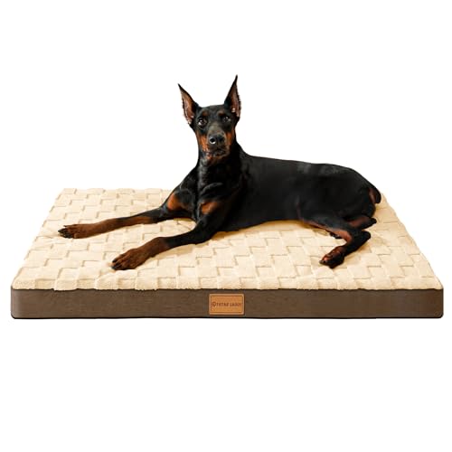 Orthopedic Large Dog Bed Washable Pet Crate Mat 56''X40'' Camel (Camel / 56"L x 40"W x 3.5"Th)