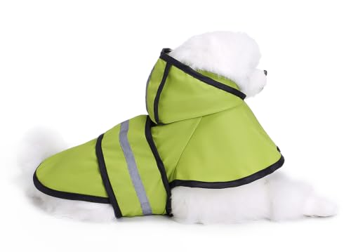 Dog Raincoat Hooded Reflective Waterproof Slicker Poncho (Green / XXL(15-22 pound))