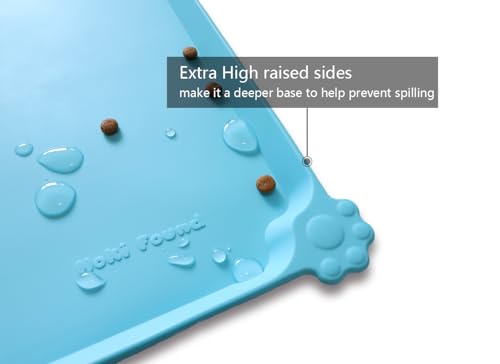 Waterproof Pet Feeding Mats with High Lips (19" x 12" / Arctic)