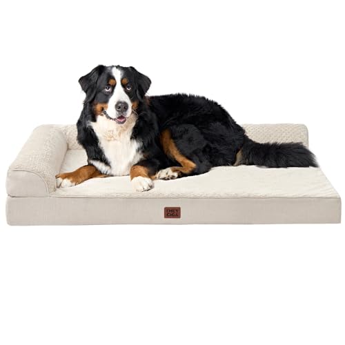 XXL Dog Bed Memory Foam (Beige / 48.0"L x 35.0"W x 7.5"Th)