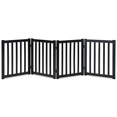 Wooden Free Standing Dog Gate 80" W x 24" H (Black / 80"W x 24"H)