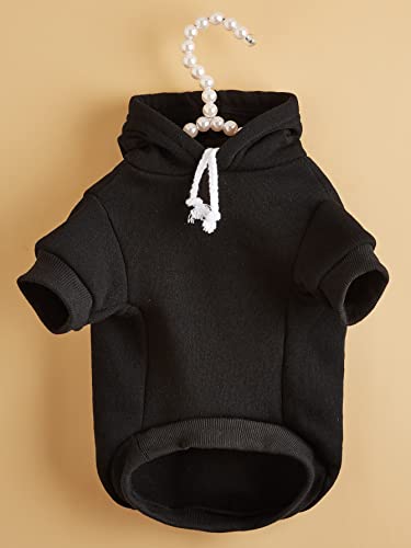 Basic Dog Hoodie Sweatshirt Puppy Sweater Warm Cat Costumes Pet Clothes for Chihuahua Puppy Kitten Small Medium Dogs Black Medium (Medium / Black)