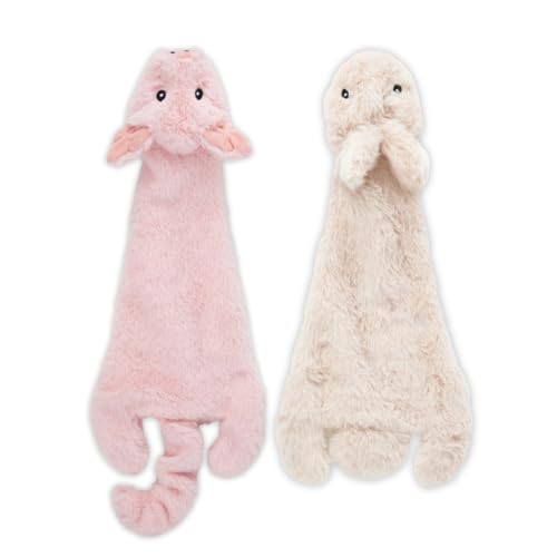 2-in-1 Stuffless Squeaky Dog Toy - Hare, Pig, Large (Multicolor/Pig & Hare / Large)