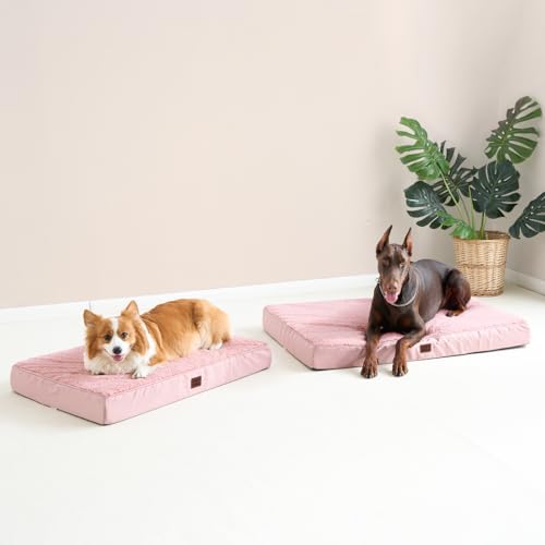 Orthopedic Dog Bed with Removable Washable Cover (30*20*3.5 inches / Pink)