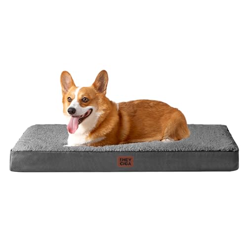 Orthopedic Dog Bed Large with Removable Washable Cover (35*23*3.5 inches / Grey)