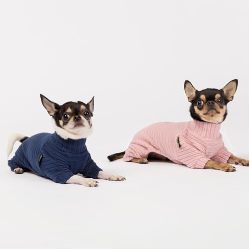 Turtleneck Knitted Dog Sweater Puppy Pajamas Thermal Doggie Winter Clothes Knitwear Pet Coats Cat Apparel Blue Large (Large / Blue)