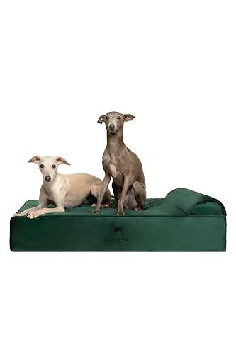 Large Dog Bed (Velvet - Dark Green / Large)