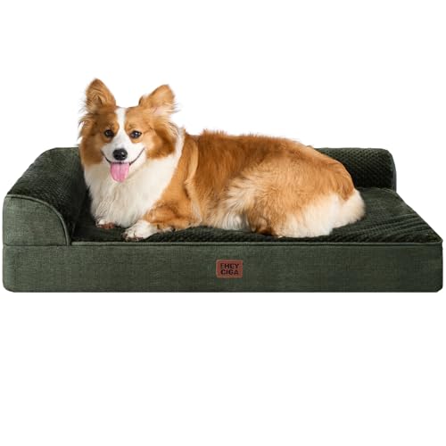 Large Dog Bed Memory Foam for Crate (Dark Green / 35.0"L x 22.0"W x 6"Th)