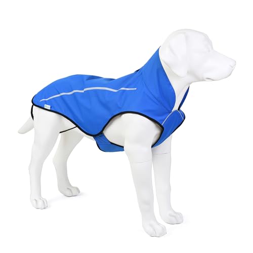 Dog Raincoat Adjustable Waterproof Reflective Rain Jacket for Small Medium Large Dogs (M Chest 26"-32" / Blue)