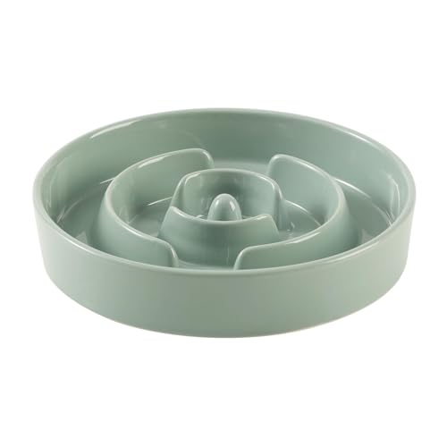 Ceramic Slow Feeder Dog Bowls (Light Green)