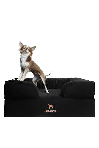 Dog Bed 28x23x11 Inch (Denim - Black / Medium)