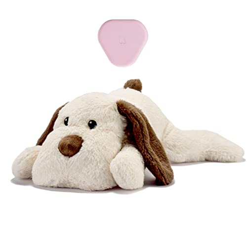Puppy Heartbeat Toy for Anxiety Relief Dog Behavioral aid Toy for Puppies Sleep Aid Separation Anxiety Soother Cuddle (White)