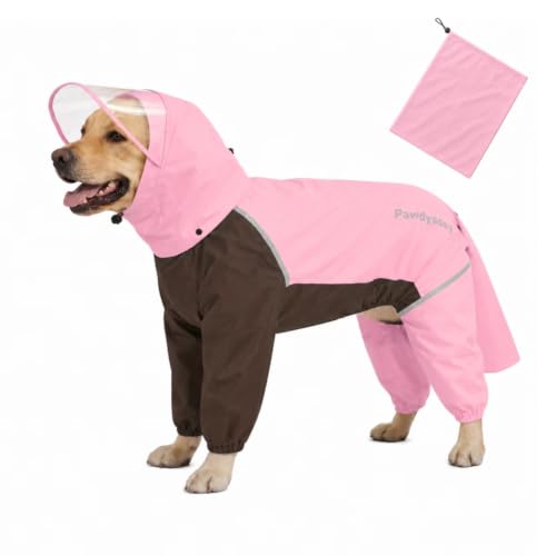 Full Body Dog Raincoat with Detachable Hood (Cherry Blossom Pink / X-Large)