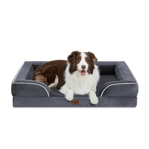 Waterproof Orthopedic Dog Beds for Large Sized Dog (36.0"L x 27.0"W x 8.0"Th / Dark Grey)