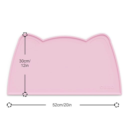 Cat Food Mat Silicone Pet Feeding Mat (20"L x 12"W / Pink)