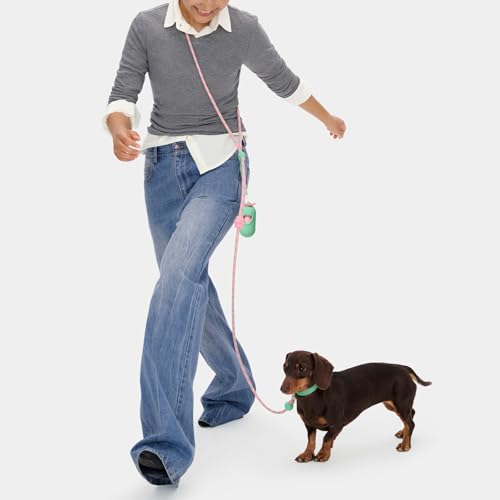 Crossbody Hands Free Dog Leash (Flora Pink)