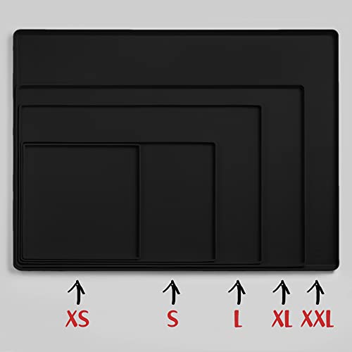 Dog Food Mat Waterproof Silicone Pet Feeding Mat for Dogs (Large: 24" x 16" / Black)