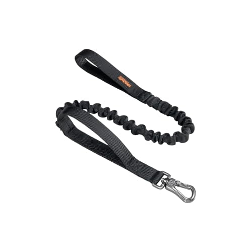 Military Nylon Bungee Dog Leash Elastic Leads (Black)