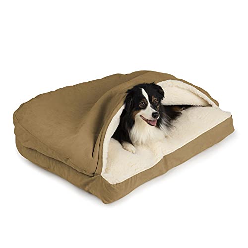 Rectangle Cozy Cave Dog Bed (Camel / Small)