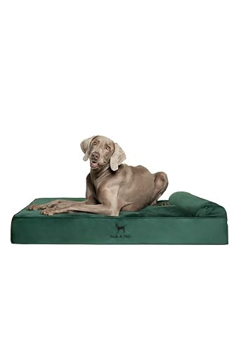 XL Dog Bed 45x35x9.1 Inch (Velvet - Dark Green / X-Large)