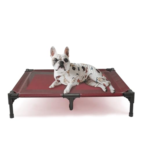 Elevated Dogs Bed Waterproof Outdoor (L (36"L x 30"W x 7"H) / Red)
