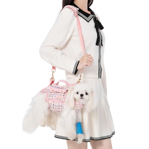 Dog Lift Harness Dog Carrier Sling for Small Dogs & Cats (X-Small(2-5 LBS) / 2.0 Pink)