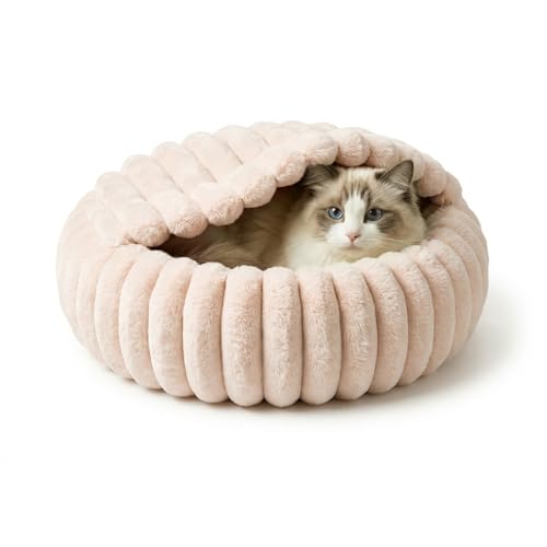 Cat Beds for Indoor Cats (20 x 20 inches / Beige Pink)