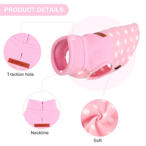 Pink Polka Dot Print Dog Sweater Dog Sweaters for Small Dogs Girl Boy Fleece Puppy Sweater Warm Soft Pet Holiday Clothes for Small Cats and Dogs Chihuahua Sweaters (Pink Polka Dot / X-Small (Chest 13in ))