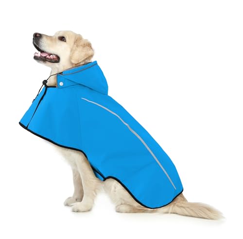 Dog Raincoat Adjustable Waterproof Pet Rain Jacket (Blue / Small)