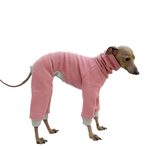 D Doggy Star Italian Greyhound Clothes Stretchy Fleeced Lining Simple Onesie Whippet for Dog Coat (L / Simple Pink)