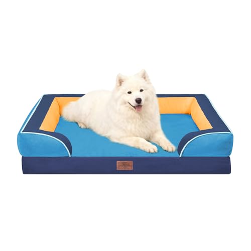 Orthopedic Dog Beds for Large Sized Dog with Bolster (36.0"L x 27.0"W x 8.0"Th / Houston)