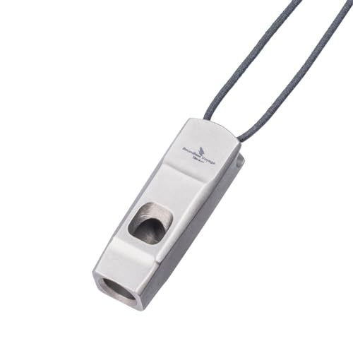 Titanium Whistle Emergency Survival Safety Whistles with Lanyard Loud for Outdoor Camping Hiking Coaches Training Sports Keychain Whistle (1 PCS - Ti9020)