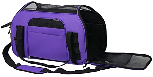Soft Sided Pet Carrier for Cats & Small Dogs (17.0"L x 9.0"W x 12.0"H / Purple)