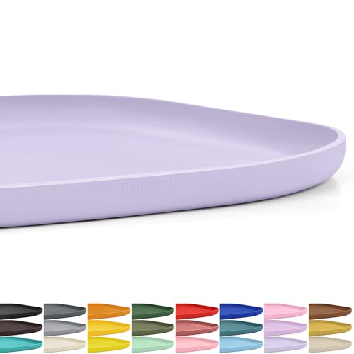 Waterproof Silicone Pet Food Mat with Raised Edge for Dog & Cat (Light Purple / 12"L x 12"W)