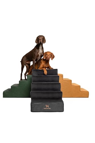 Dog Stairs Dog Ramp for Bed ((5 Step) Charcoal)