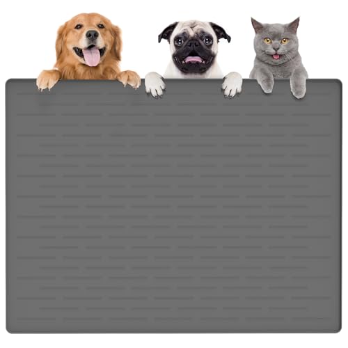 Largest Dog Food Mat (Dark Gray / 39.5"L x 29.5"W)