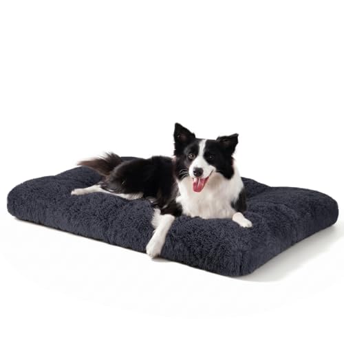 Large Dog Bed Crate Pad (35.0"L x 23.0"W x 3.5"Th / Dark Grey)