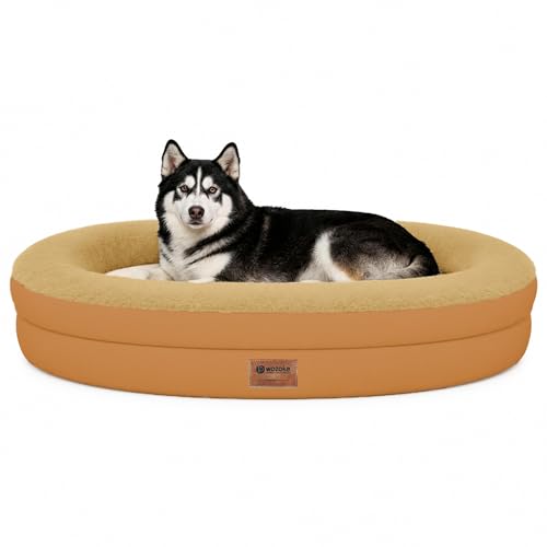 Waterproof Orthopedic Dog Bed for Extra Large Dogs (Orange / 48"L x 35"W x 7.5"Th)