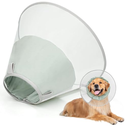 Dog Cone Collar with Soft Liner to Stop Licking (Green / XS(Depth: 6.1, Girth: 9.5-11.5 ))
