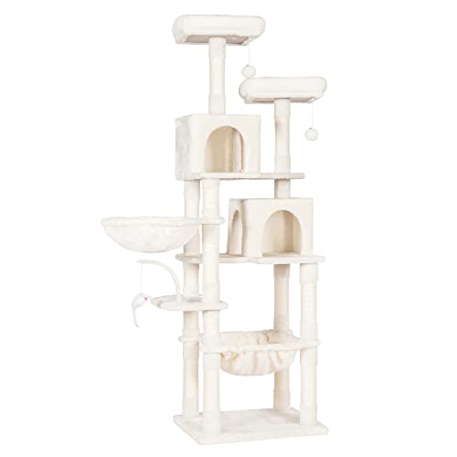 Cat Tree 70 inches Tall Cat Tower for Indoor Large Cats HCT032M (70.08 inch / Beige)