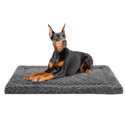 Washable Dog Bed Mat Large Size Fluffy Pet Crate Pad 48x30 XXL (Grey / 48.00" x 30.00" x 1.50")