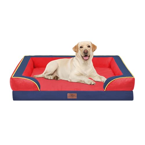 Orthopedic Dog Bed for Extra Large Dogs with Bolster (42.0"L x 30.0"W x 8.5"Th / Kansas)