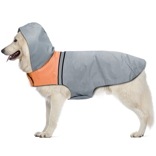 Dog Raincoat with Reflective Strips (XXL / Grey)