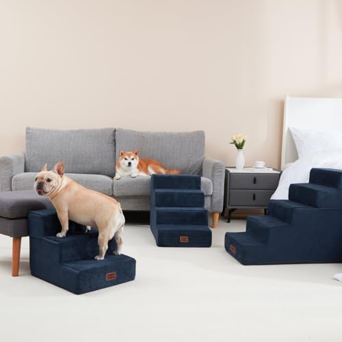 Dog Stairs for Small Dogs 13.5" H (Navy / Standard 15" x 18" x 13.5")