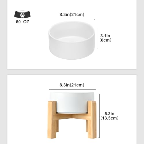 Ceramic Elevated Dog Bowls 2 Pack (Large - 7.6 CUPS*2 / White)