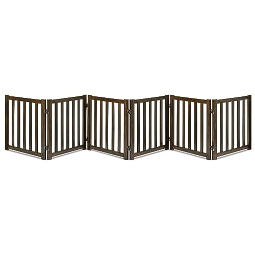 Wooden Free Standing Dog Gate 120" W x 24" H (Walnut / 120"W x 24"H)