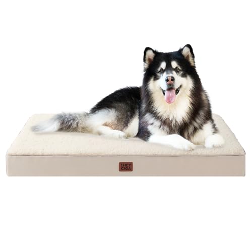 Orthopedic Dog Bed Large with Removable Washable Cover (47*29*3.5 inches / Camel)